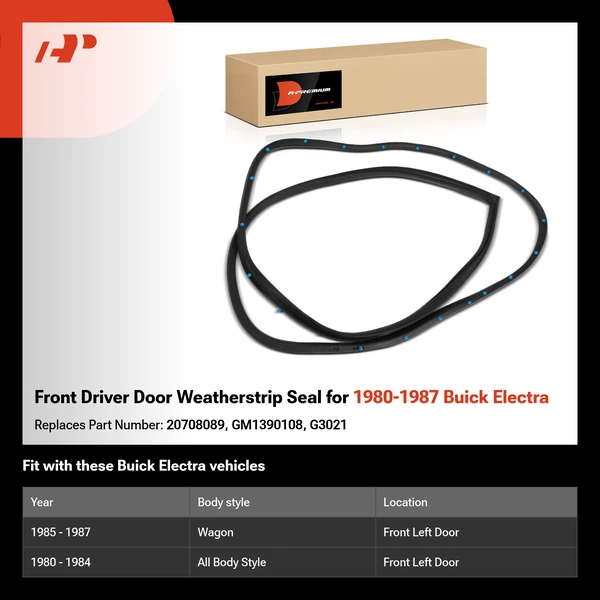 Front Driver Door Weatherstrip Seal for 1980-1987 Buick Electra