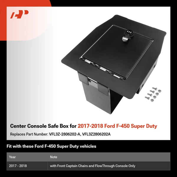 Center Console Safe Box for 2017-2018 Ford F-450 Super Duty