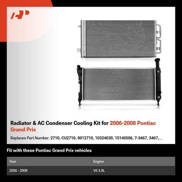 Radiator & AC Condenser Cooling Kit for 2006-2008 Pontiac Grand Prix