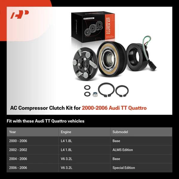 AC Compressor Clutch Kit for 2000-2006 Audi TT Quattro
