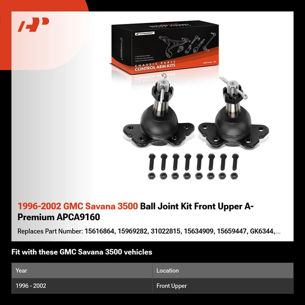 1996-2002 GMC Savana 3500 Ball Joint Kit Front Upper A-Premium APCA9160