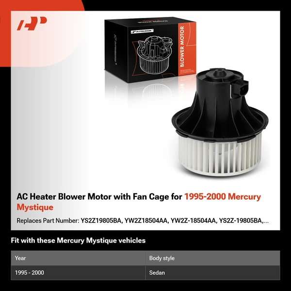 AC Heater Blower Motor with Fan Cage for 1995-2000 Mercury Mystique