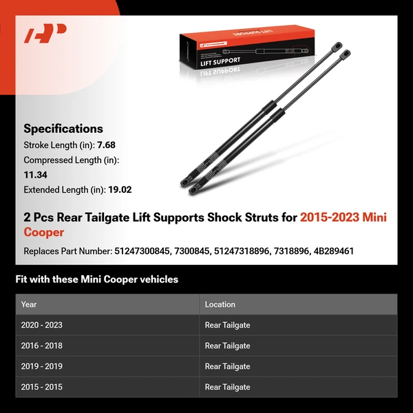 2 Pcs Rear Tailgate Lift Supports Shock Struts for 2015-2023 Mini Cooper