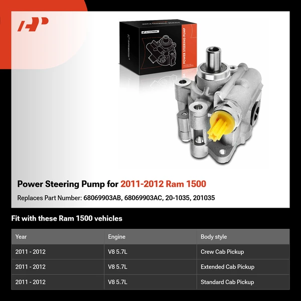 Power Steering Pump for 2011-2012 Ram 1500