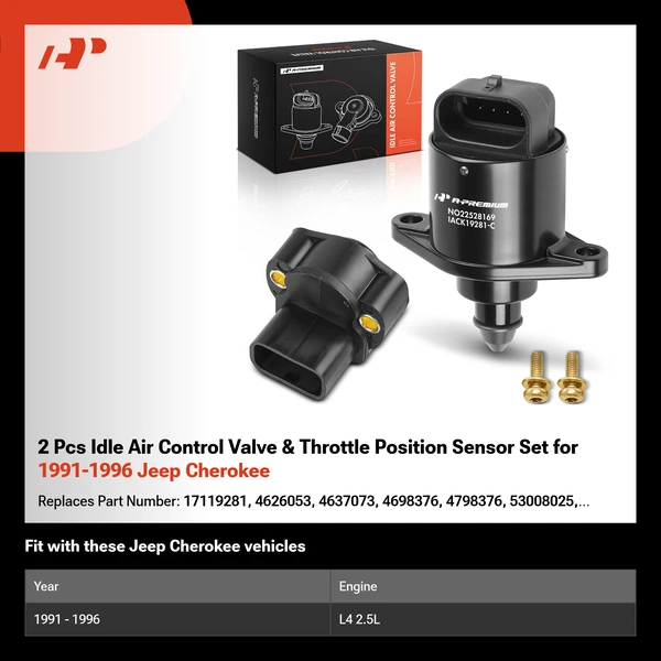 2 Pcs Idle Air Control Valve & Throttle Position Sensor Set for 1991-1996 Jeep Cherokee