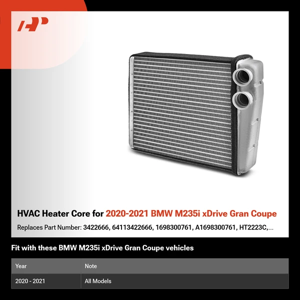 HVAC Heater Core for 2020-2021 BMW M235i xDrive Gran Coupe