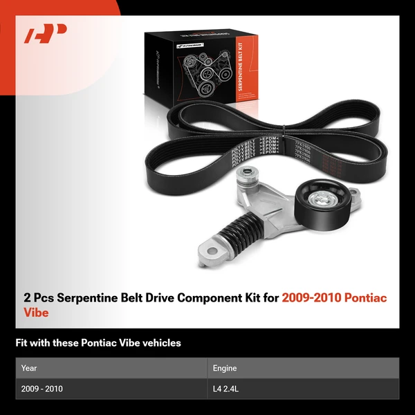 2 Pcs Serpentine Belt Drive Component Kit for 2009-2010 Pontiac Vibe