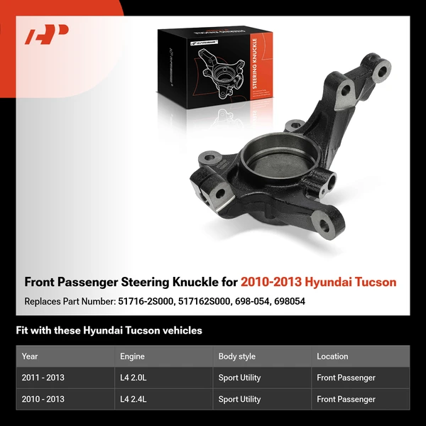 Front Passenger Steering Knuckle for 2010-2013 Hyundai Tucson