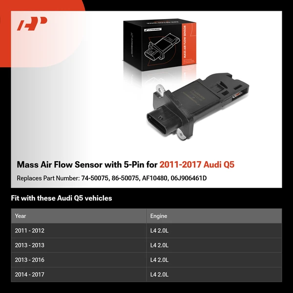 Mass Air Flow Sensor with 5-Pin for 2011-2017 Audi Q5