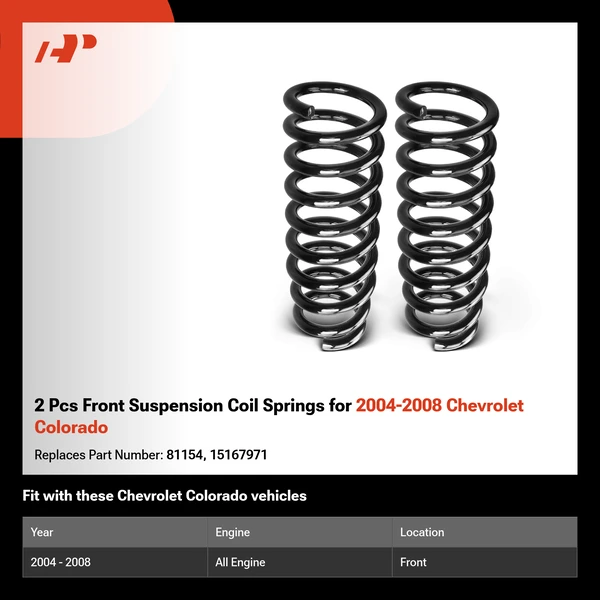 2 Pcs Front Suspension Coil Springs for 2004-2008 Chevrolet Colorado