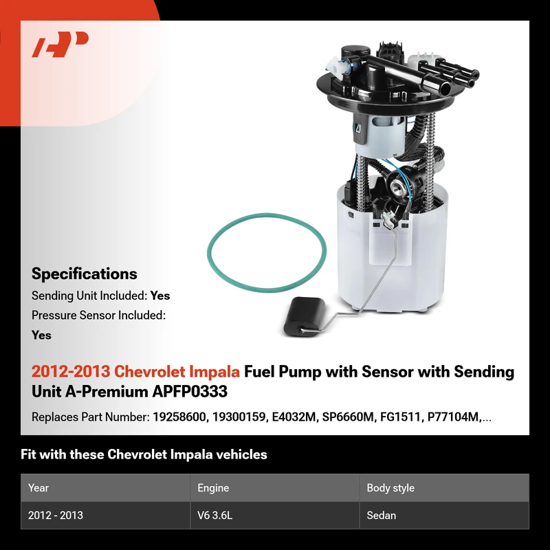2012-2013 Chevrolet Impala Fuel Pump with Sensor with Sending Unit A-Premium APFP0333