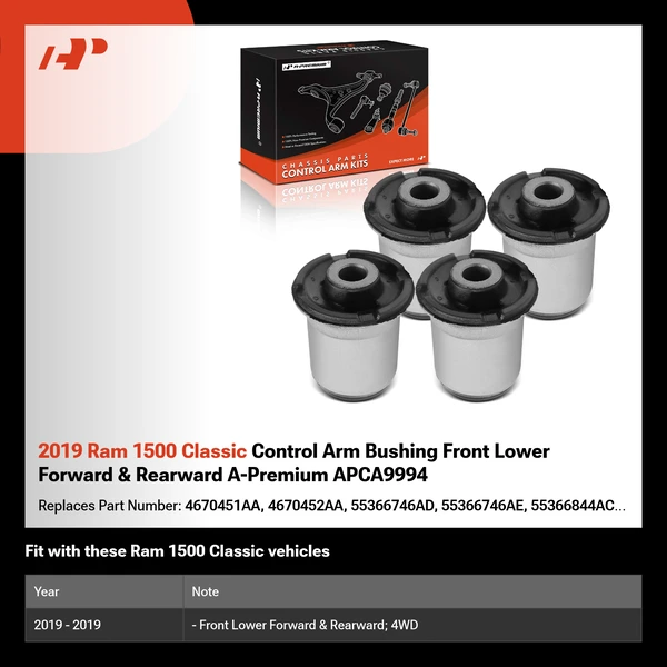 2019 Ram 1500 Classic Control Arm Bushing Front Lower Forward & Rearward A-Premium APCA9994