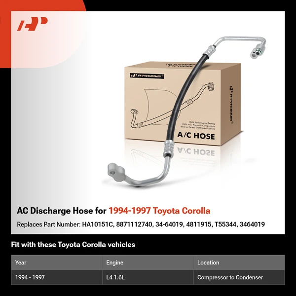 AC Discharge Hose for 1994-1997 Toyota Corolla