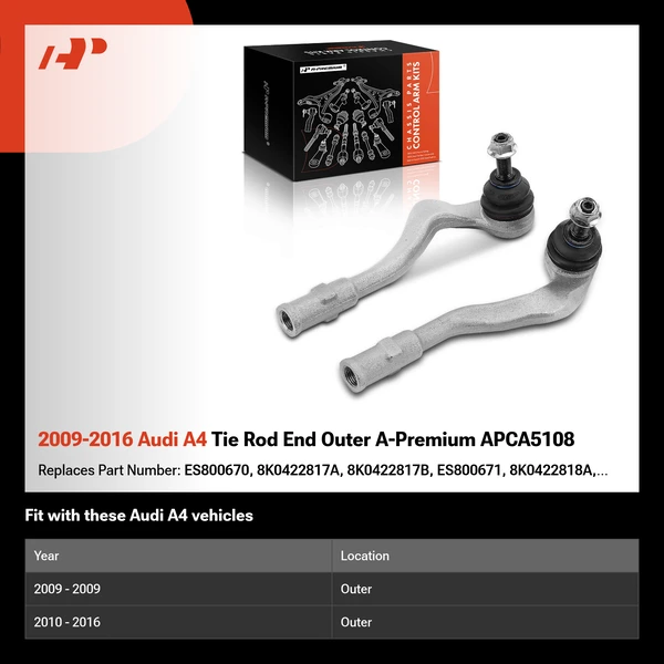2009-2016 Audi A4 Tie Rod End Outer A-Premium APCA5108