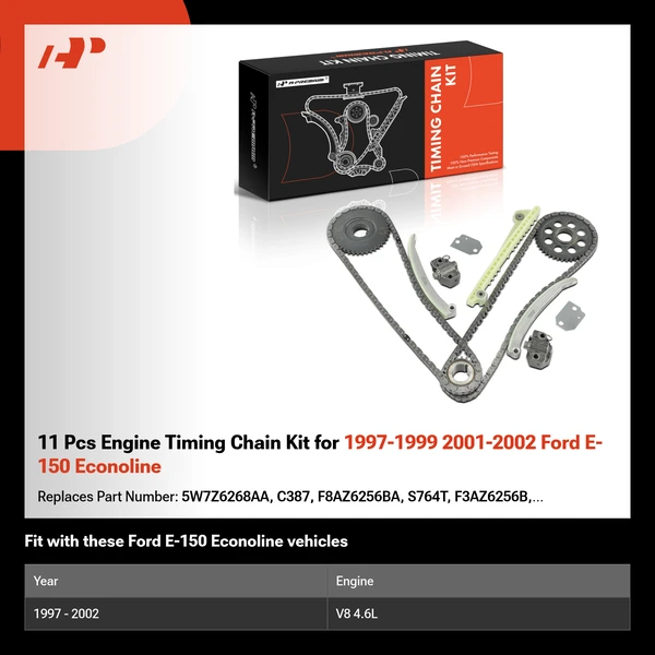 11 Pcs Engine Timing Chain Kit for 1997-1999 2001-2002 Ford E-150 Econoline