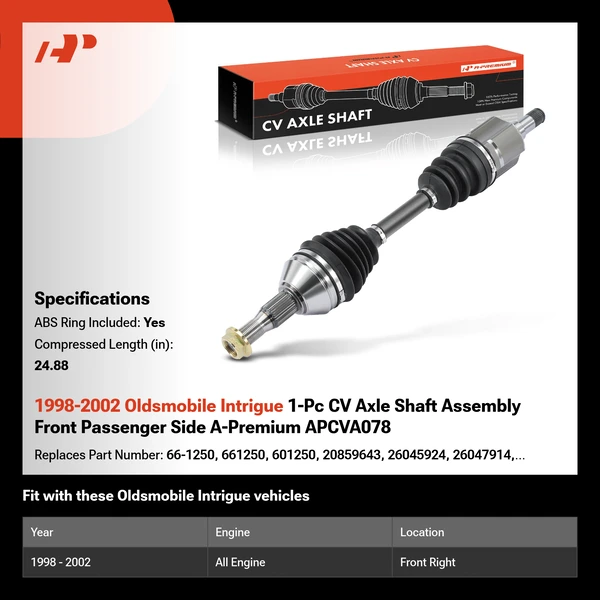 1998-2002 Oldsmobile Intrigue 1-Pc CV Axle Shaft Assembly Front Passenger Side A-Premium APCVA078