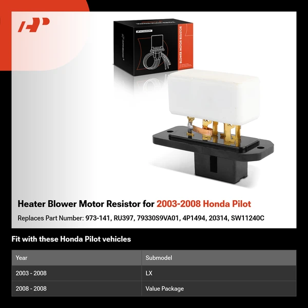 Heater Blower Motor Resistor for 2003-2008 Honda Pilot