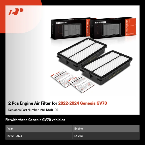 2 Pcs Engine Air Filter for 2022-2024 Genesis GV70