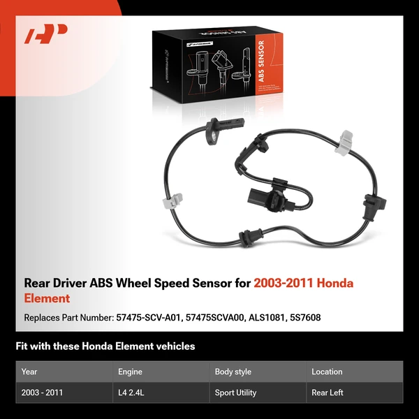 Rear Driver ABS Wheel Speed Sensor for 2003-2011 Honda Element