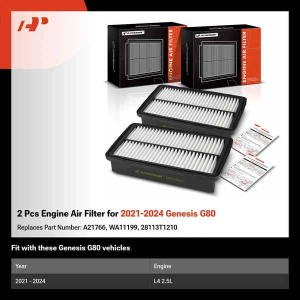 2 Pcs Engine Air Filter for 2021-2024 Genesis G80