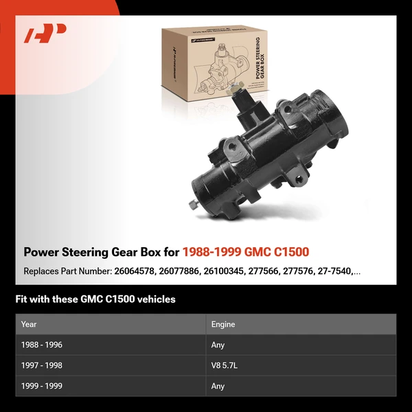 Power Steering Gear Box for 1988-1999 GMC C1500