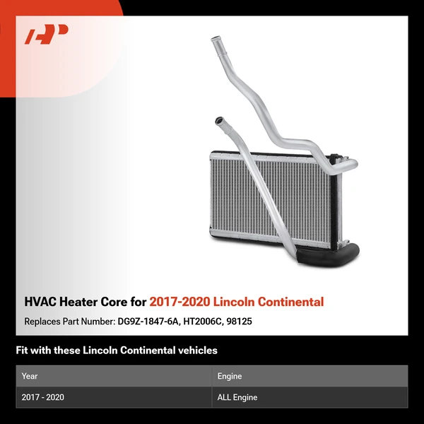 HVAC Heater Core for 2017-2020 Lincoln Continental
