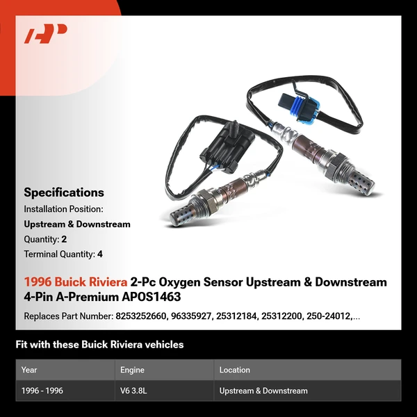 1996 Buick Riviera 2-Pc Oxygen Sensor Upstream & Downstream 4-Pin A-Premium APOS1463