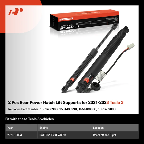 2 Pcs Rear Power Hatch Lift Supports for 2021-2023 Tesla 3