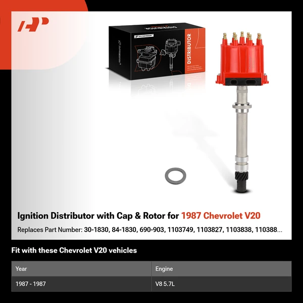 Ignition Distributor with Cap & Rotor for 1987 Chevrolet V20