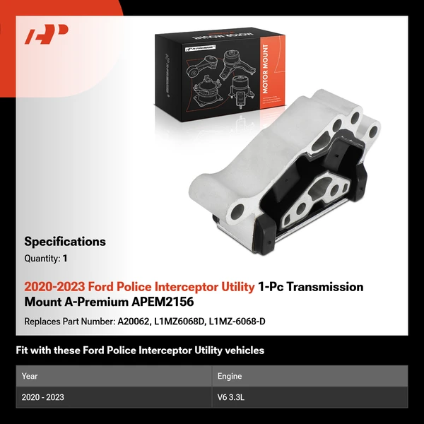 2020-2023 Ford Police Interceptor Utility 1-Pc Transmission Mount A-Premium APEM2156