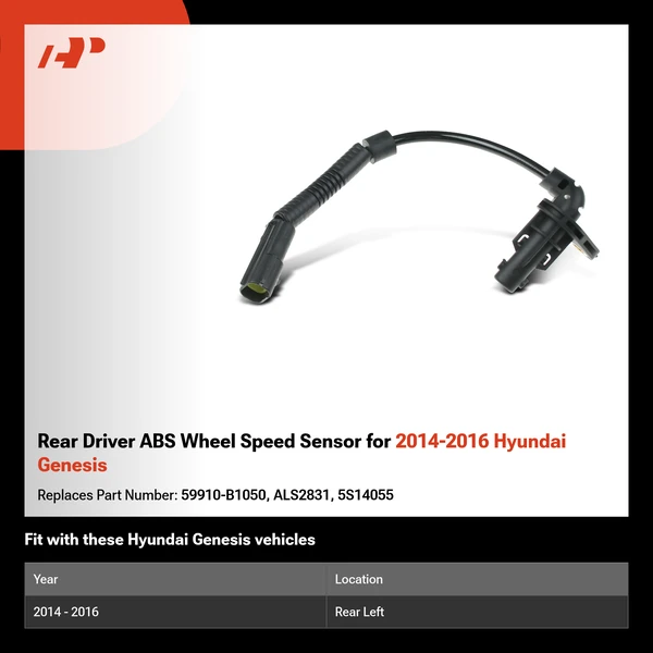 Rear Driver ABS Wheel Speed Sensor for 2014-2016 Hyundai Genesis