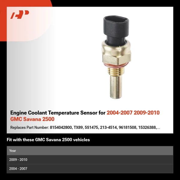 Engine Coolant Temperature Sensor for 2004-2007 2009-2010 GMC Savana 2500