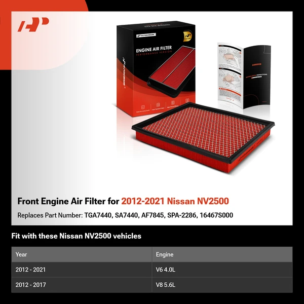 Front Engine Air Filter for 2012-2021 Nissan NV2500