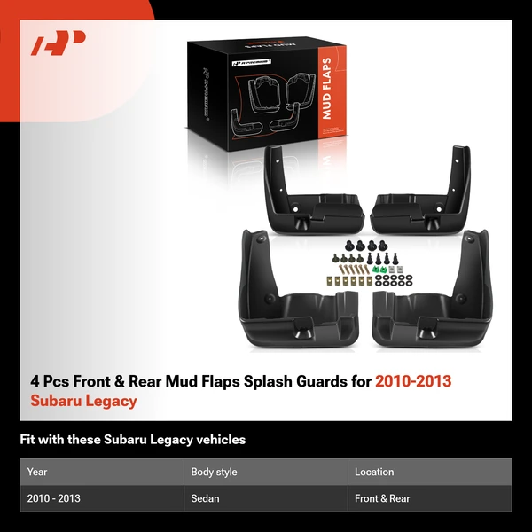 4 Pcs Front & Rear Mud Flaps Splash Guards for 2010-2013 Subaru Legacy