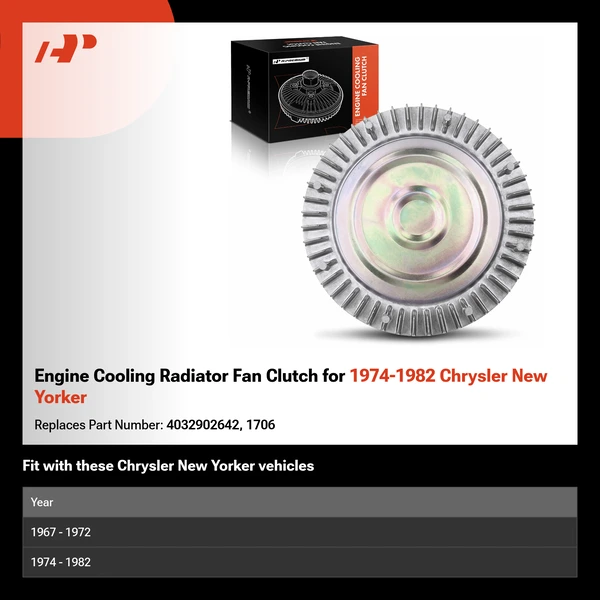 Engine Cooling Radiator Fan Clutch for 1974-1982 Chrysler New Yorker