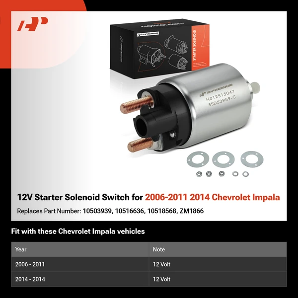 12V Starter Solenoid Switch for 2006-2011 2014 Chevrolet Impala