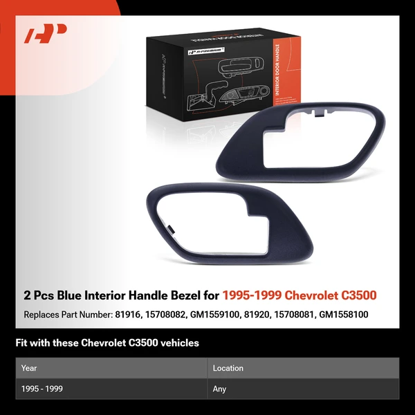 2 Pcs Blue Interior Handle Bezel for 1995-1999 Chevrolet C3500