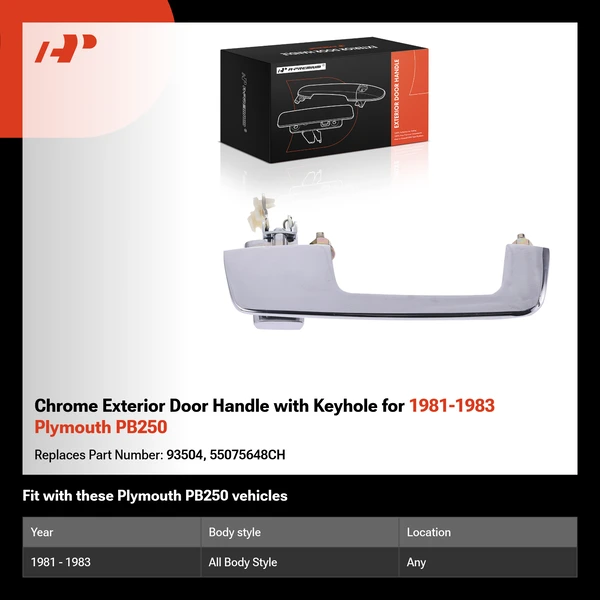 Chrome Exterior Door Handle with Keyhole for 1981-1983 Plymouth PB250