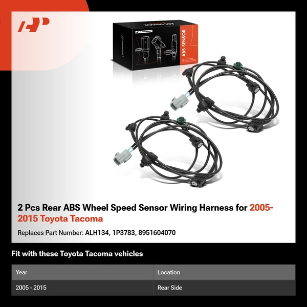 2 Pcs Rear ABS Wheel Speed Sensor Wiring Harness for 2005-2015 Toyota Tacoma