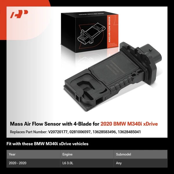 Mass Air Flow Sensor with 4-Blade for 2020 BMW M340i xDrive