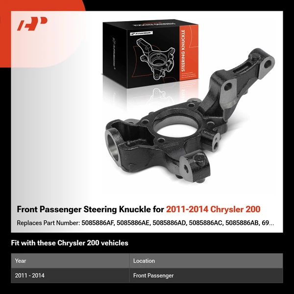 Front Passenger Steering Knuckle for 2011-2014 Chrysler 200