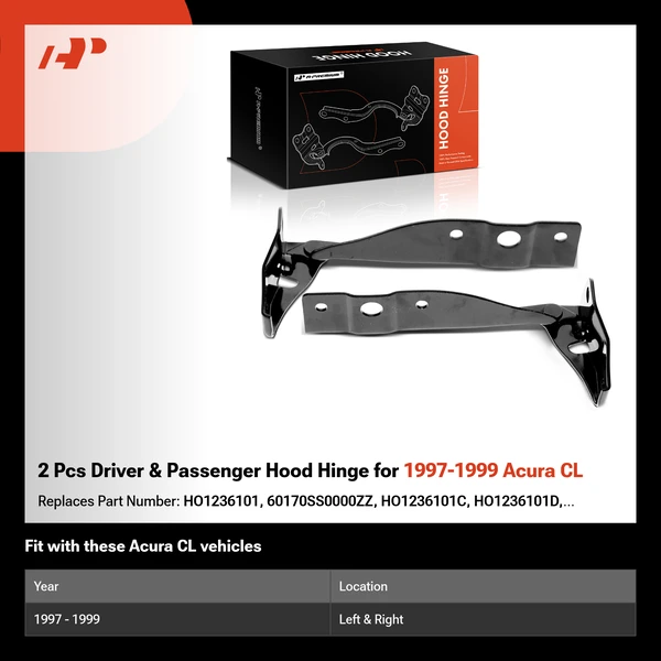 2 Pcs Driver & Passenger Hood Hinge for 1997-1999 Acura CL