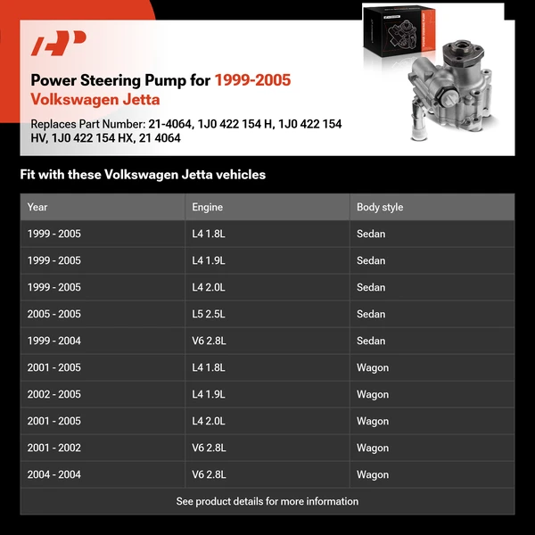 Power Steering Pump for 1999-2005 Volkswagen Jetta