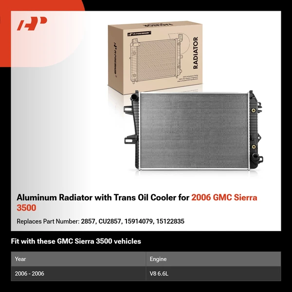Aluminum Radiator with Trans Oil Cooler for 2006 GMC Sierra 3500