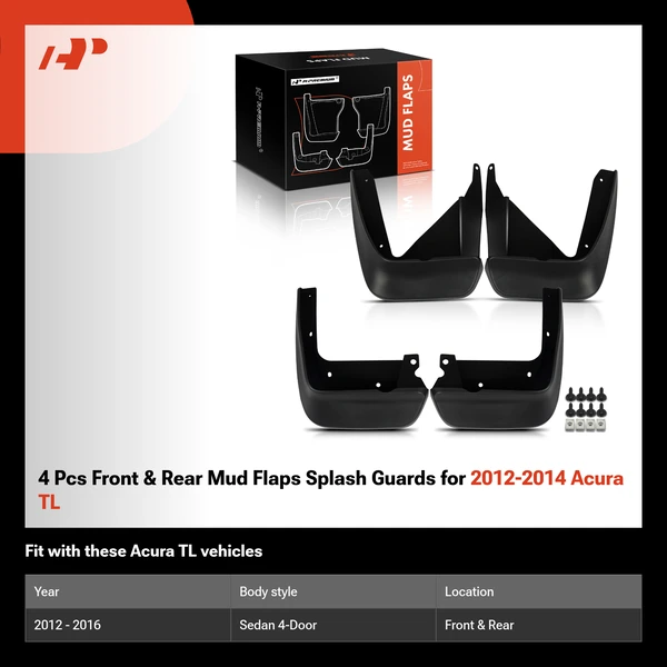 4 Pcs Front & Rear Mud Flaps Splash Guards for 2012-2014 Acura TL
