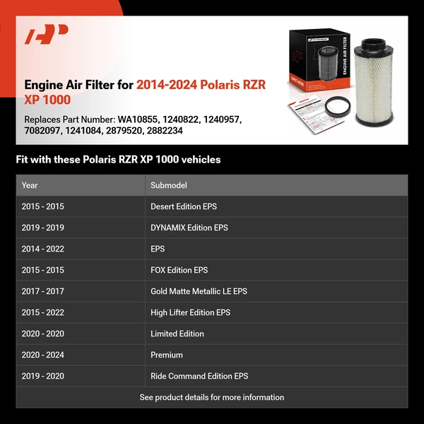 Engine Air Filter for 2014-2024 Polaris RZR XP 1000
