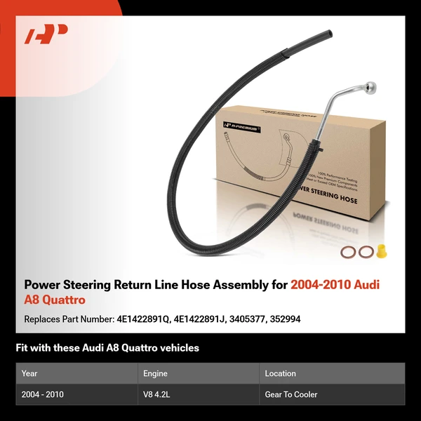 Power Steering Return Line Hose Assembly for 2004-2010 Audi A8 Quattro