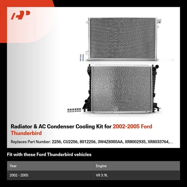 Radiator & AC Condenser Cooling Kit for 2002-2005 Ford Thunderbird