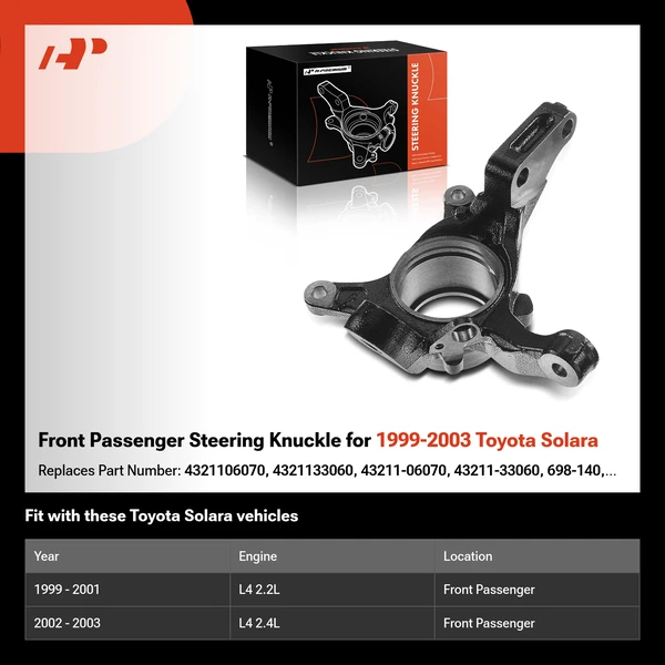 Front Passenger Steering Knuckle for 1999-2003 Toyota Solara