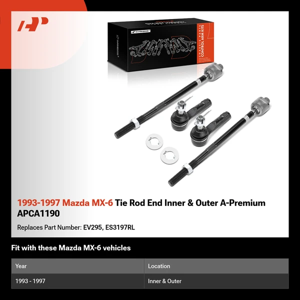 1993-1997 Mazda MX-6 Tie Rod End Inner & Outer A-Premium APCA1190